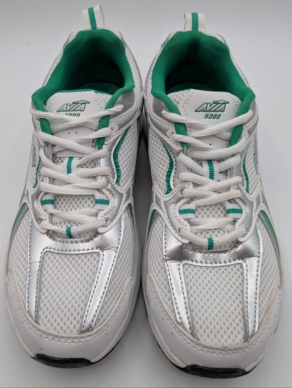 Avia 5000 Performance White and Green Mesh Lace-Up Athletic Sneakers - Picture 4 of 10